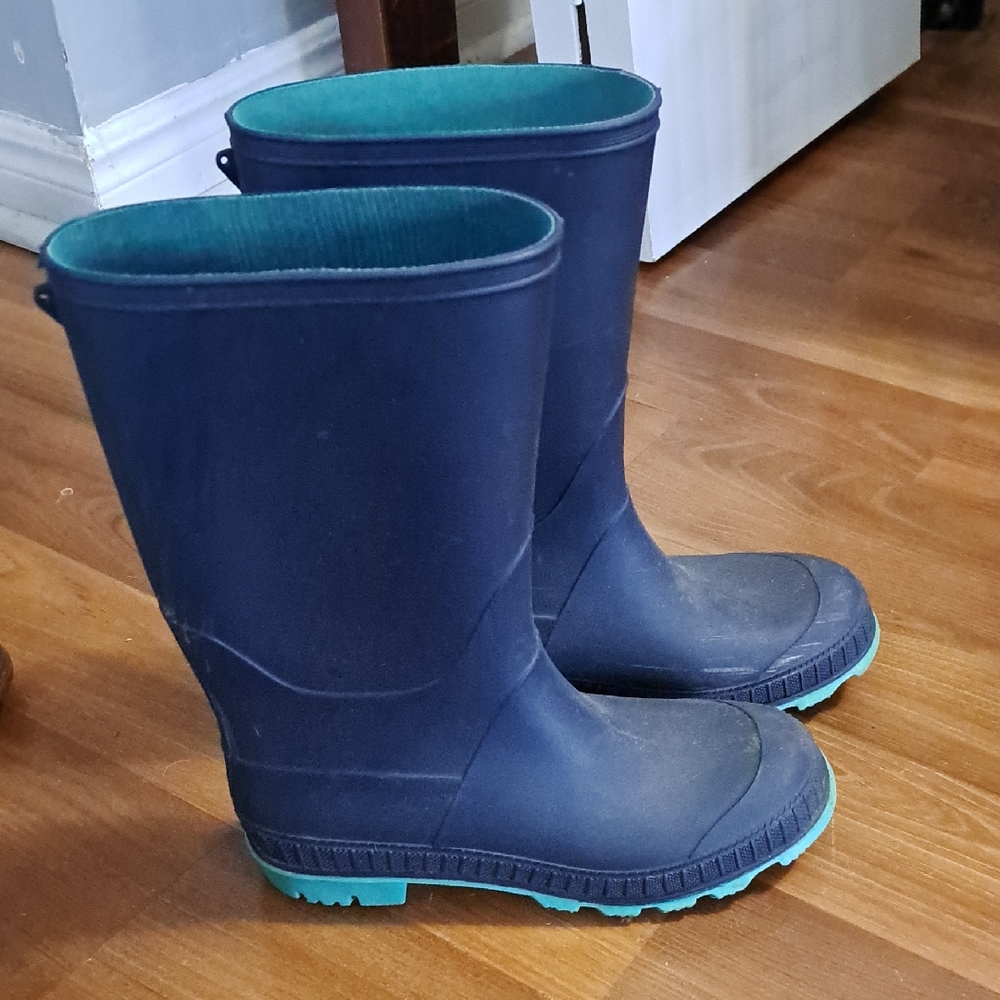 Navy and Teal Rain Boots